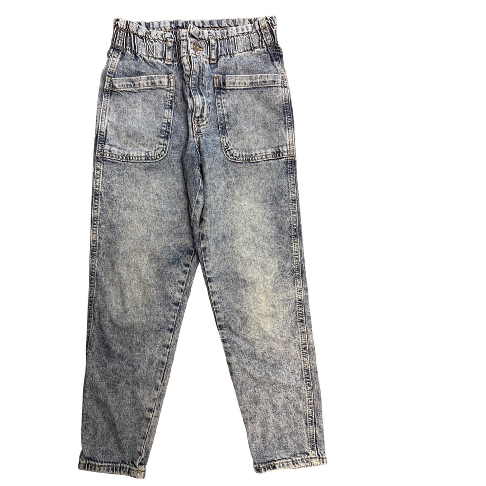 Gap Kids Girls Light Wash Acid Paperbag Waist Tapered Jeans Size 10